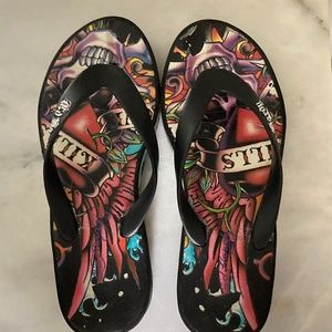 Ed Hardy Wedge Flip Flops